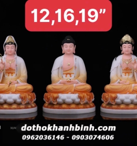 Bộ ba tượng Tây Phương Tam Thánh size 12, 16, 19