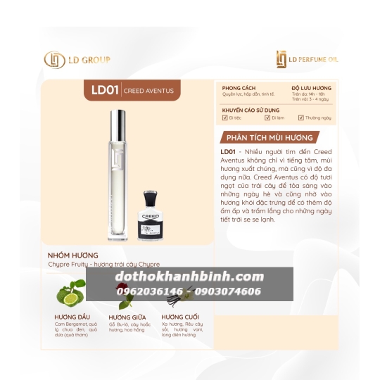 Tinh Dầu Nước Hoa Pháp LD PERFUME OIL LD01