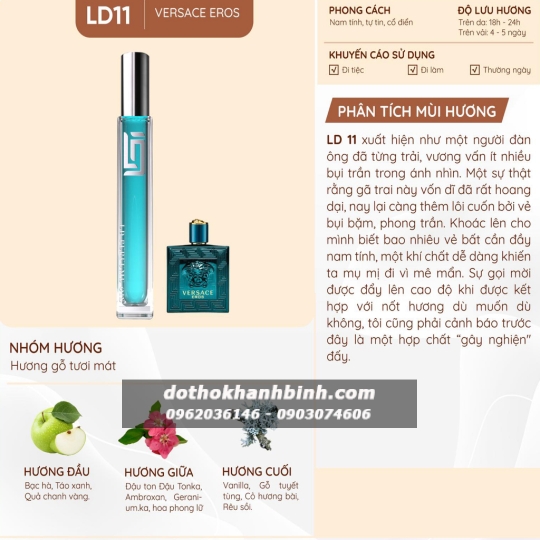 Nước Hoa Nam Tính LD PERFUME OIL Hương Veac Eos LD11, Tinh Dầu Thơm Nam Chai Mini 12ml