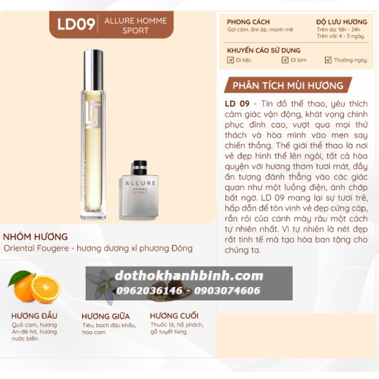 Nước Hoa Nam LD Perfume Oil Hương Allure Home Spot ,Tinh Dầu Thơm Chai Mini 12ml LD09
