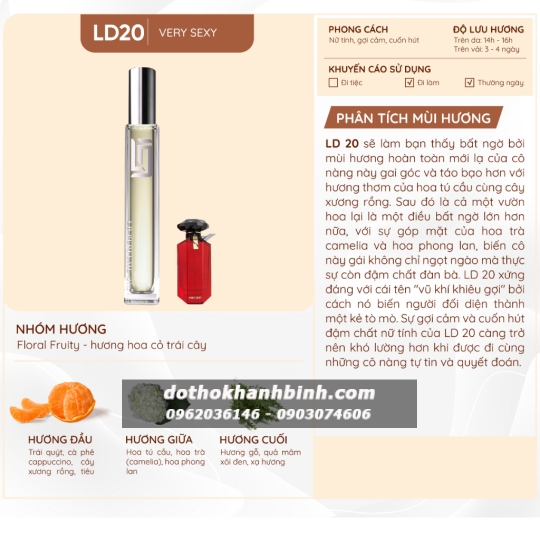 Nước Hoa Nữ LD Perfume OIL Hương Very Sexy , Tinh Dầu Thơm Chai Mini 12ml Sang Trọng LD20