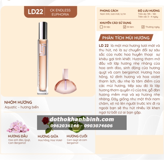 Nước Hoa Nữ LD Perfume OIL Hương CK Endless , Tinh Dầu Thơm Chai Mini 12ml Sang Trọng Nữ Tính LD22
