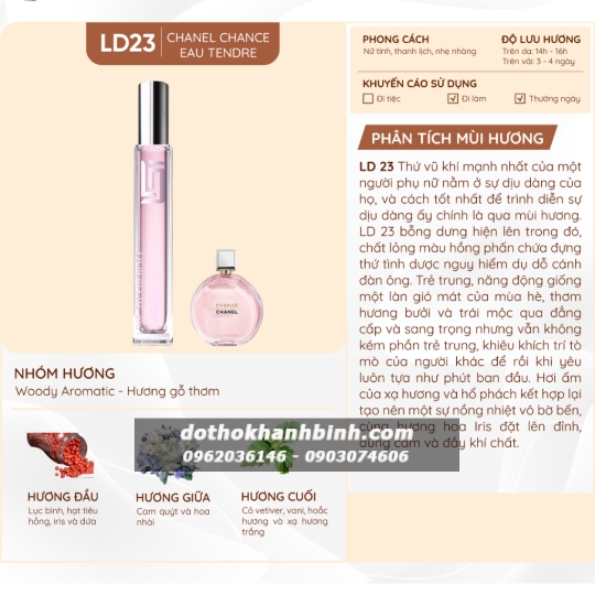 Nước Hoa Nữ LD Perfume OIL Hương LD23 Chael Chane , Tinh Dầu Thơm Chai Mini 12ml Nữ Tính Thanh Lịch 