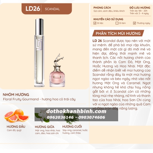 Nước Hoa Nữ LD Perfume OIL LD 26 Hương Scandal , Tinh Dầu Thơm Chai Mini 12ml Sành Điệu 