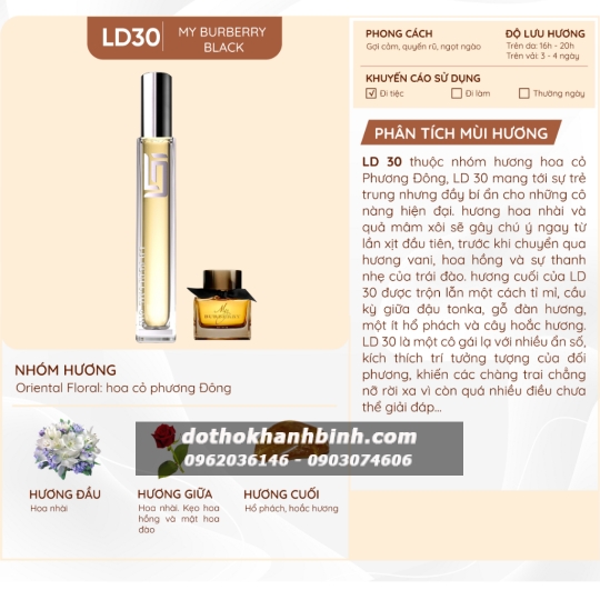 Nước Hoa Nữ LD Perfume OIL  LD30  Hương My Burbery Black , Tinh Dầu Thơm Chai Mini 12ml Ngọt Ngào Sang Trọng