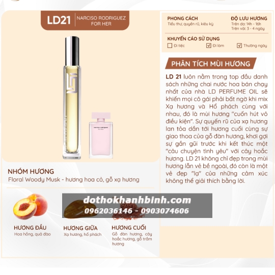 Nước Hoa Nữ LD Perfume OIL Hương For Her , Tinh Dầu Thơm Chai Mini 12ml Tiểu Thư LD21